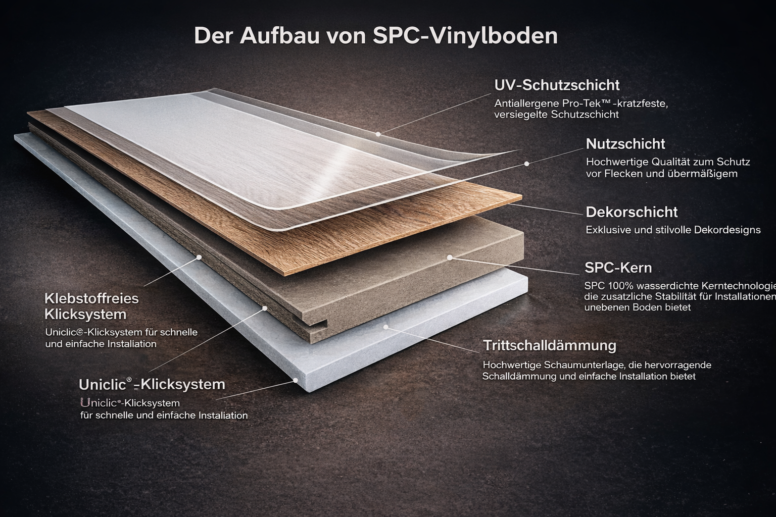Aufbau von SPC-Vinylboden